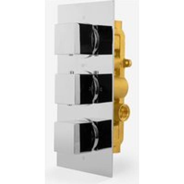 Cameo Modern Square 3 Dial 2 Outlet Concealed Shower Valve - Chrome