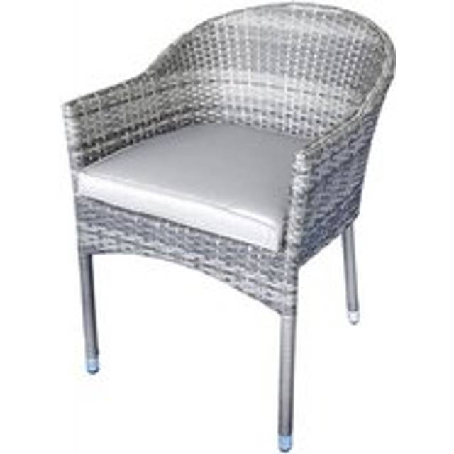 Signature Weave - Emily Wicker Stacking Garden Dining Arm Chair & Cushions Grey