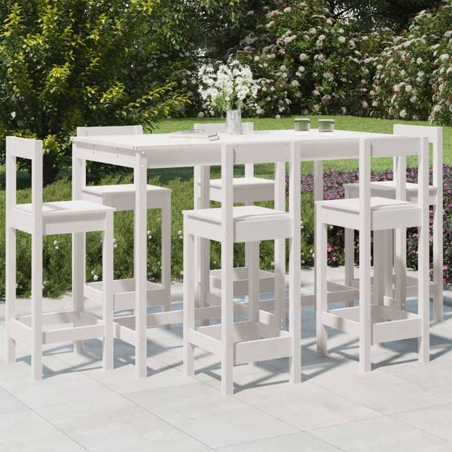 Vidaxl - 7 Piece Garden Bar Set White Solid Wood Pine