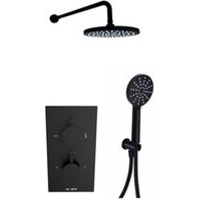 Matt Black Shower Separate Hand Shower and Fixed Overhead Drencher - One Size