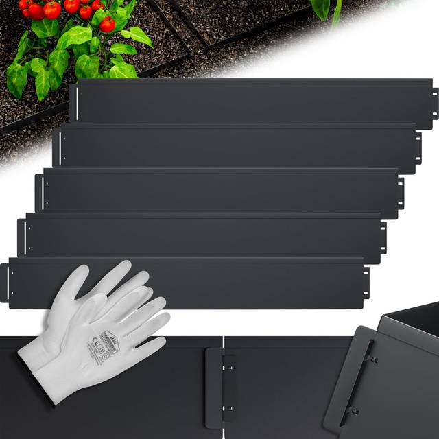Gardebruk - Galvanised Metal Lawn Edging 100x14cm Per Sheet Robust & Flexible Garden, Driveway, Path, Grass, Flower Border Bed Edge Sheets Divider