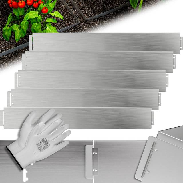 Bed edging set of 15 silver metal 15mx14cm