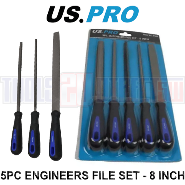 Us Pro 8” 5pc Engineers File Set - Square, Flat, Half Round, Round & Triangular