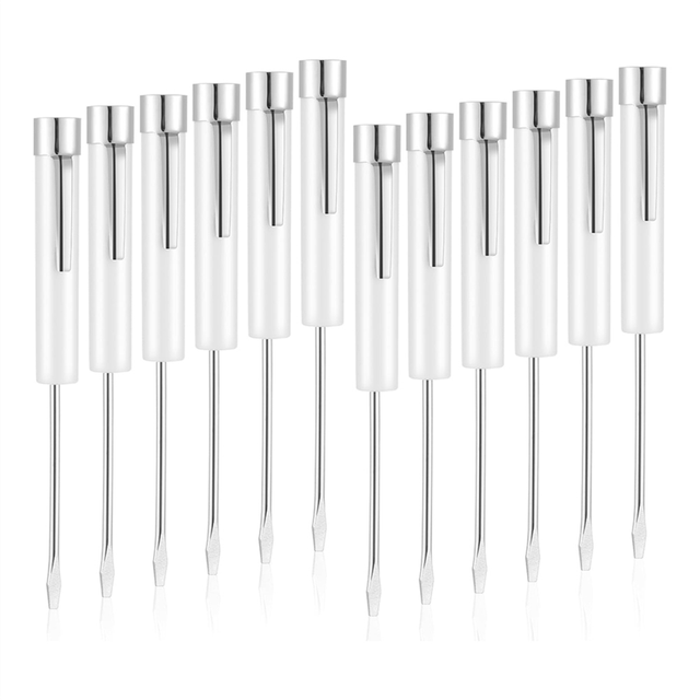 12 Pcs Pocket Screwdriver Top and Clip Flat Blade Screwdrivers, White