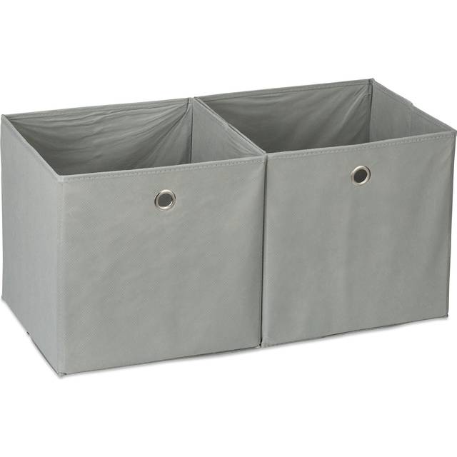 Storage Box Set of 2, Square, Shelf Storage Basket, Square Bins 30x30x30 cm, White - Relaxdays