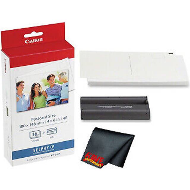 "Canon KP-36IP Color Ink and Photo Paper Set 4""""""""x 6"""""""" for Selphy Printers (36 Sheets) with Microfiber Cleaning Cloth"