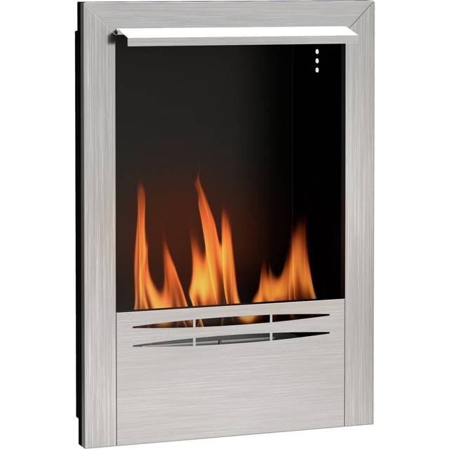 HOMCOM Chrome Stainless Steel Bioethanol Fireplace Insert - Silver - 58 x 26 x 68cm