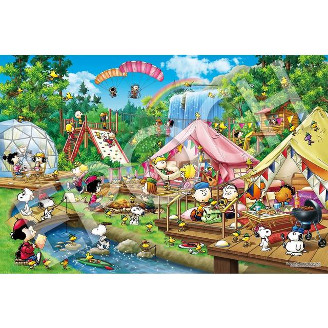 Epoch 2016 Very Small Piece Jigsaw Puzzle PEANUTS Snoopy Glamping x with glue and spatula with score ticket EPOCH (50 75cm) 22-504s