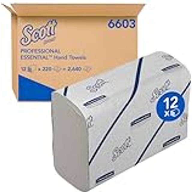Scott MAINLINE Hand Towel Narrow-Fold White 6603 12 Packs of 220 Sheets