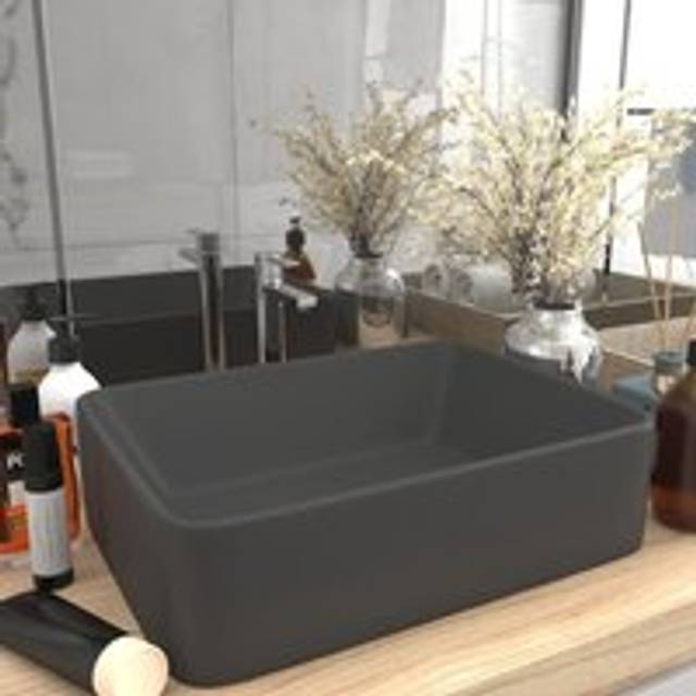 Luxury Wash Basin Matt Dark Grey 41x30x12 cm Ceramic - One Size