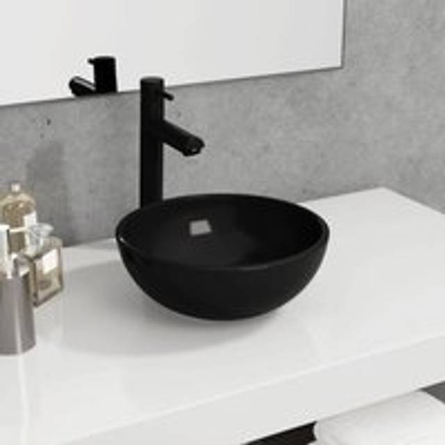 Basin Tempered Glass 30x12 cm Black - One Size