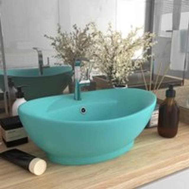 Luxury Basin Overflow Oval Matt Light Green 58.5x39 cm Ceramic - One Size