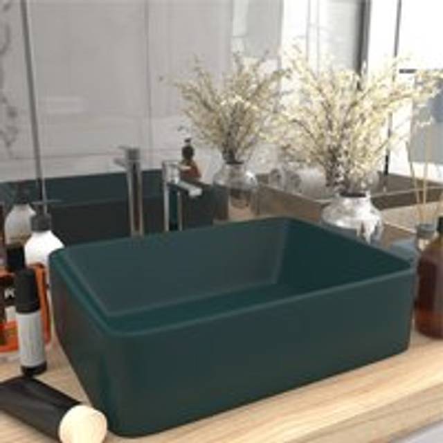 Luxury Wash Basin Matt Dark Green 41x30x12 cm Ceramic - One Size