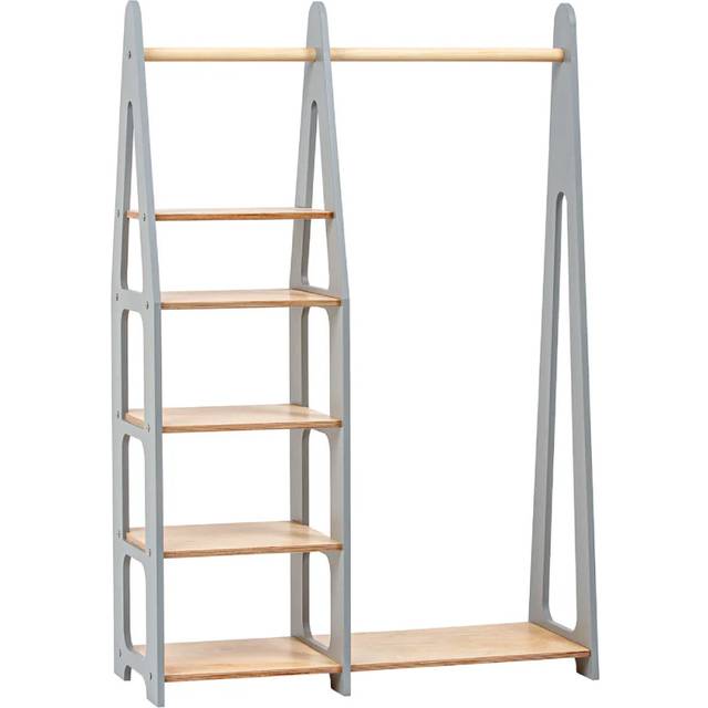 Duck Woodworks Klädhängare med Hyllor, Grå