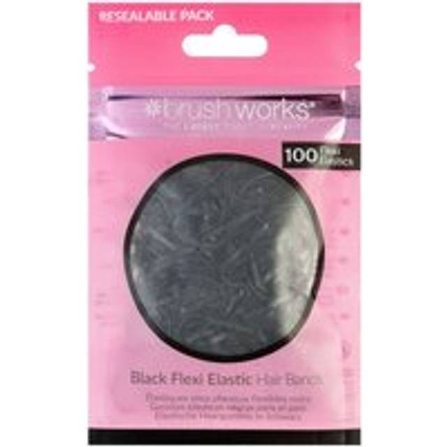 Brushworks Black Flexi Elastic Hair Bands x100