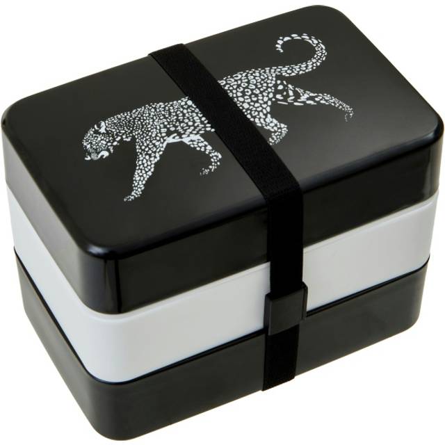 Minimalist Leopard Lunch Box With Cutlery, Organized Lunch Box, Versatile Box With Reusable Spoon And Fork - Black - One Size