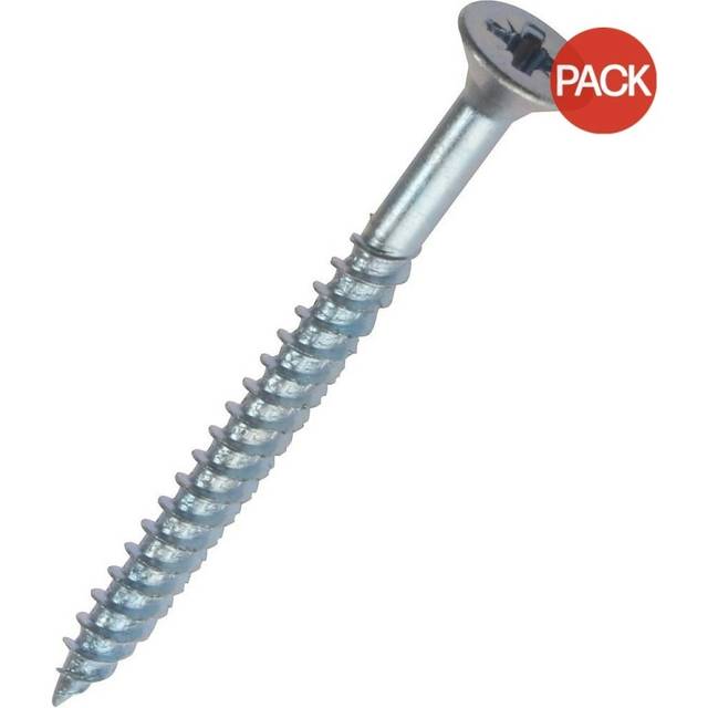 (60mm x 6mm, Silver) Securit Zinc Plated Countersunk Screws (Pack of 10)