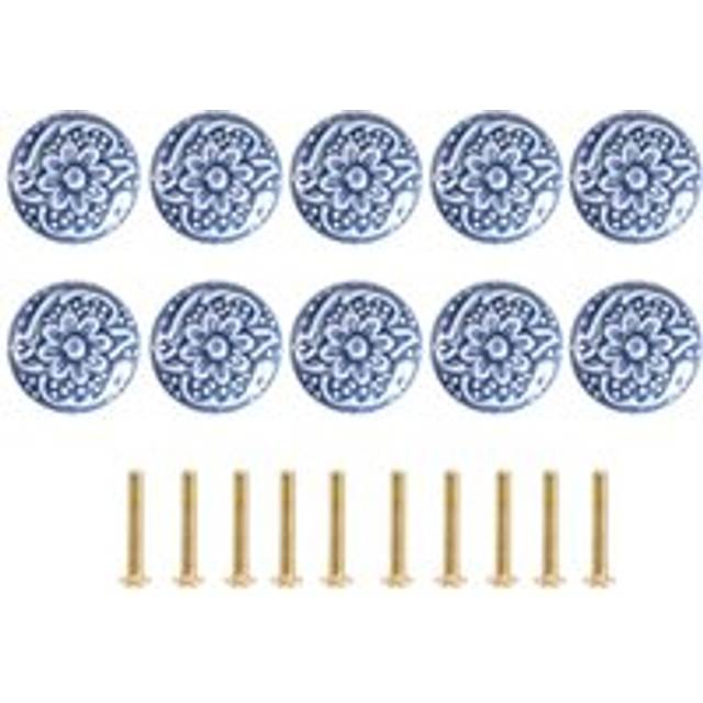 Tlily - 10PCS Ceramic Cabinet Knobs Vintage Drawers Handles for Kitchen Cupboard Drawer Bookcase Furniture Door (with Screws)
