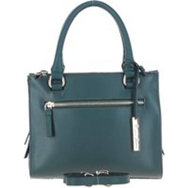 Womens Three Section Real Leather Tote Shoulder Bag - Green - One Size