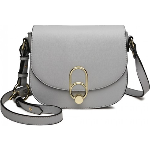 LZ1831 - MISS LULU CROSS BODY SADDLE BAG - GREY