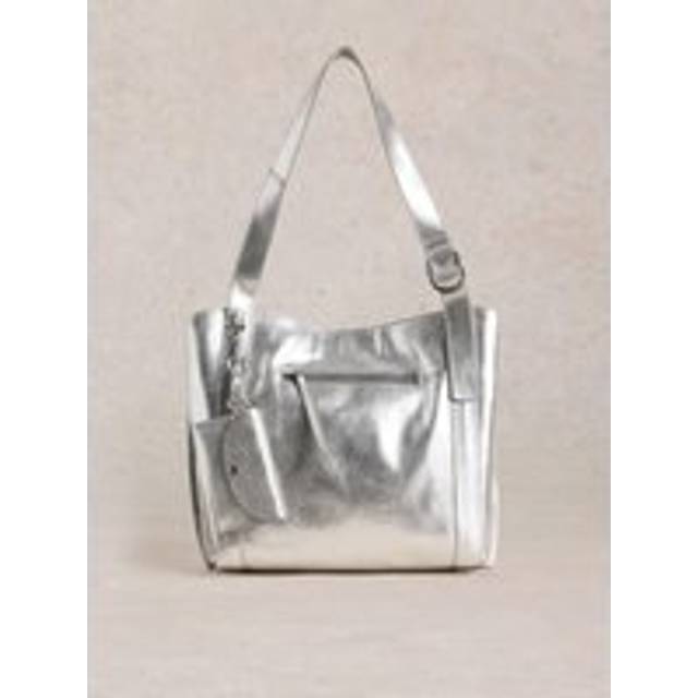 White Stuff Hannah Metallic Leather Tote Bag, Silver