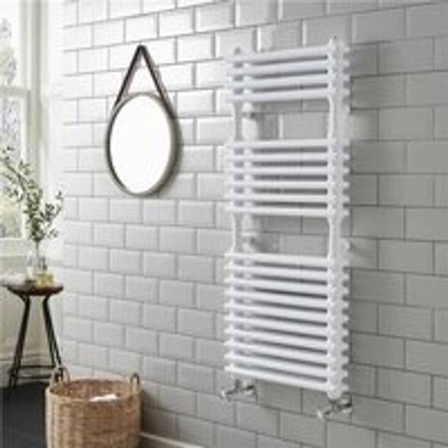 White Vertical Bathroom Towel Radiator 500mm (H) x 600mm (W) - One Size