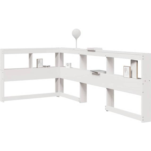 vidaXL Bookcase Headboard L-Shaped White 80 cm Solid Wood Pine