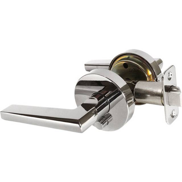 Designers Impressions Madison Design Contemporary Polished Chrome Privacy Euro Door Lever Hardware Bed and Bath