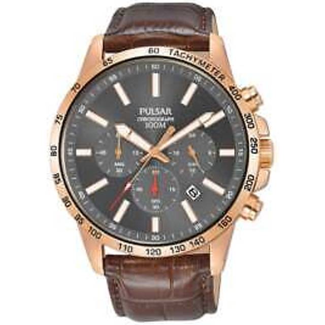 Pulsar Gents Chronograph Leather Strap 43mm Watch PT3A02X1