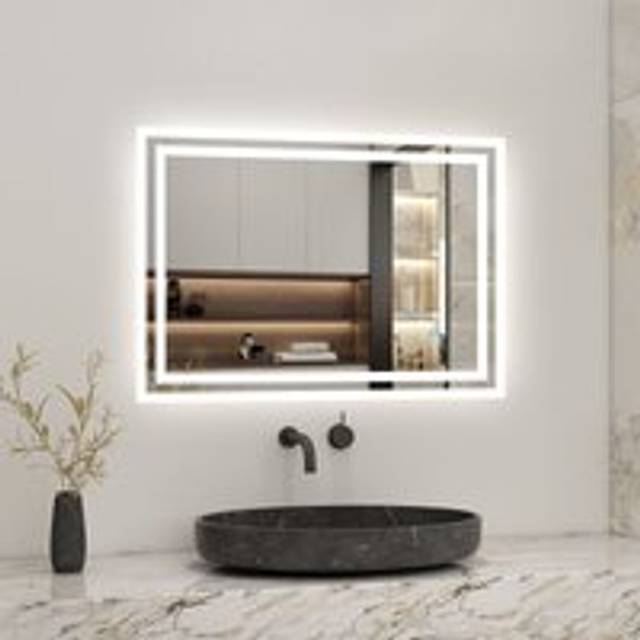 Acezanble - 1000x600mm Bathroom Mirror with led Lights, Anti Fog Touch Sensor Vanity Wall Mounted Frameless Vertical or Horizontal IP44 Rated