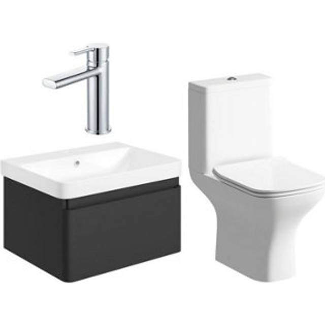 Sophie 605MM Vanity Unit Matt Black WC Set with Chrome Finishes - One Size