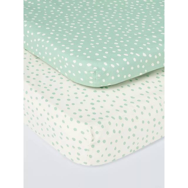 John Lewis Spots Cotton Fitted Baby Sheet, Pack of 2, Cotbed (70 x 140cm)