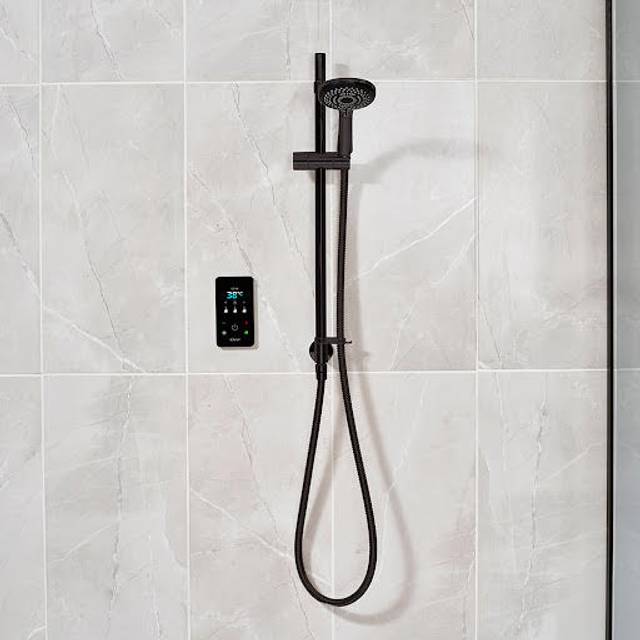 Triton - ENVi Wired Thermostatic Electric Shower 10.5KW Riser Rail Black