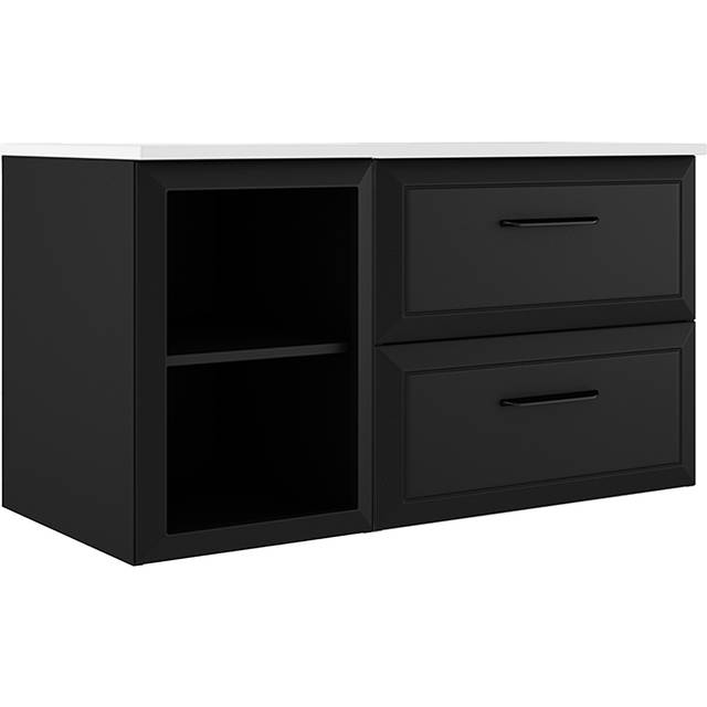 Tvättställsskåp Tandem Svart Matt 40+60 cm med Handfat Vit Blank