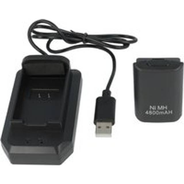 Vhbw - Replacement Battery compatible with Microsoft Xbox 360 Controller Games Console (4800mAh, 2.4 v, NiMH) incl. Charger Black