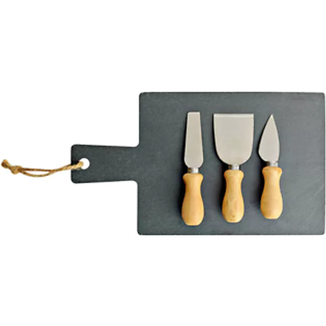 Slate Tray Cheese Set With A Set Of 3 Cheese Knifes