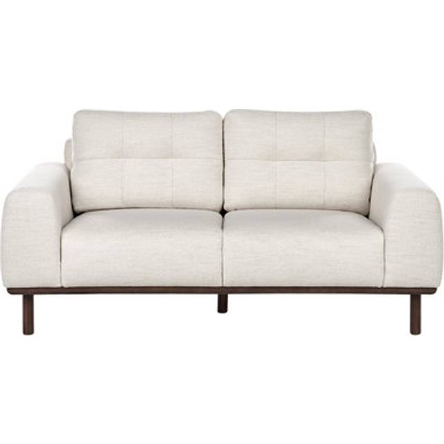 Beliani - 2 Seater Fabric Sofa Living Room Modern Style Dark Wood Legs Light Brown Laurila