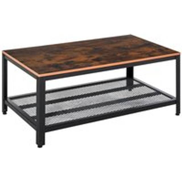Homcom Coffee Table Retro Industrial Side Table With Metal Frame Modern Snack Tea Table Living Room Rustic Brown