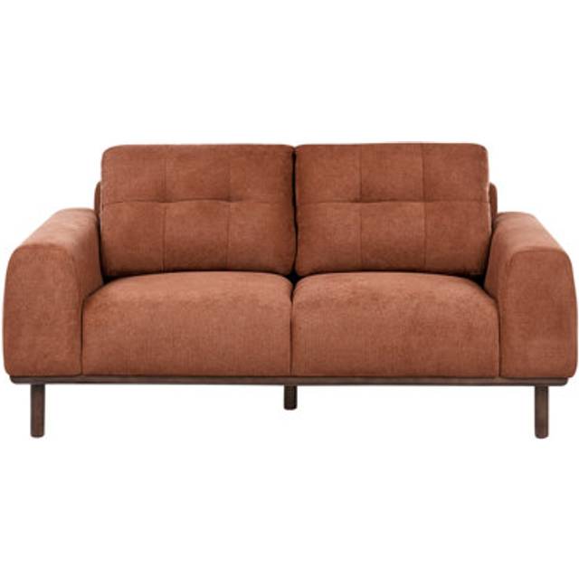 Beliani - 2 Seater Fabric Sofa Living Room Modern Style Dark Wood Legs Golden Brown Laurila