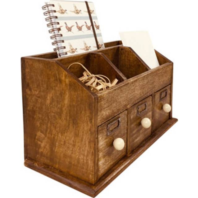 Rustic Desktop Organiser With Drawers 37cm