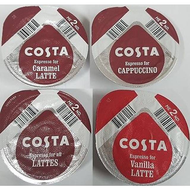 96 x tassimo costa espresso for latte caramel vanilla cappuccino t-discs (loose)