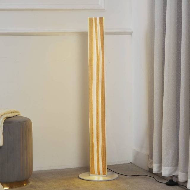 LED Floor Lamp 'Silja' made of Wood for Living Room & Dining Room