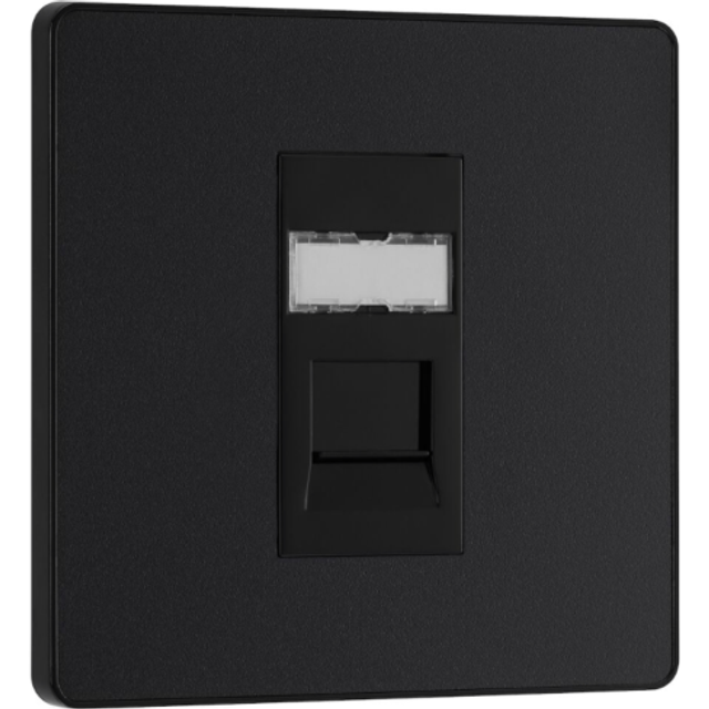BG Evolve Matt Black Single RJ45 Cat 6 Data Outlet Ethernet Socket - PCDMBRJ451B