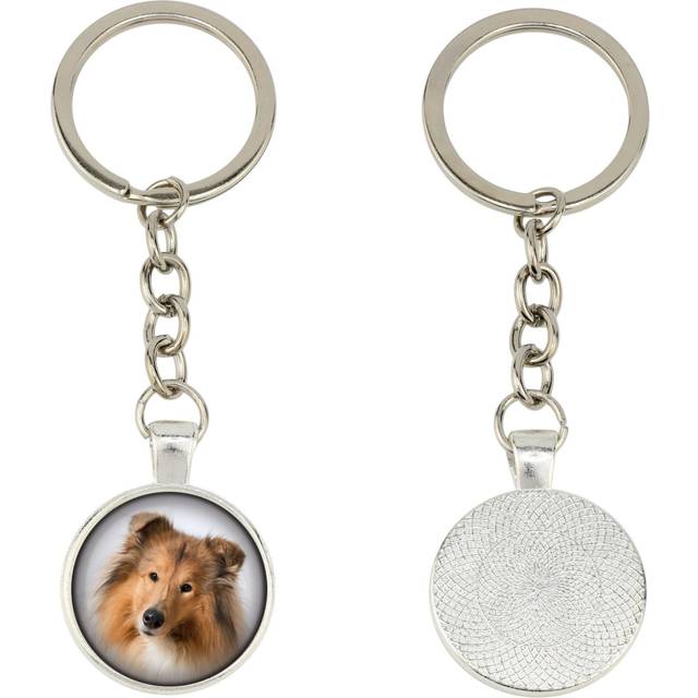 Collie Rough, Long-Haired Collie - keychain in a box, own photo, keychain pendant from Art-Dog brand silver