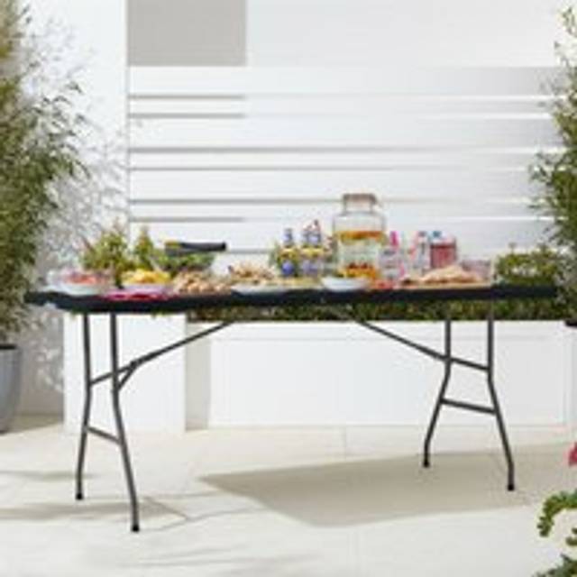 Black Folding Picnic Table Portable 6FT - One Size