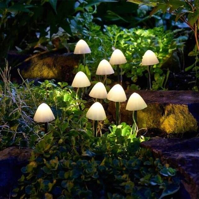 Smart Solar Lumishroom Stake Lights, Set Of 10, Robert Dyas, White