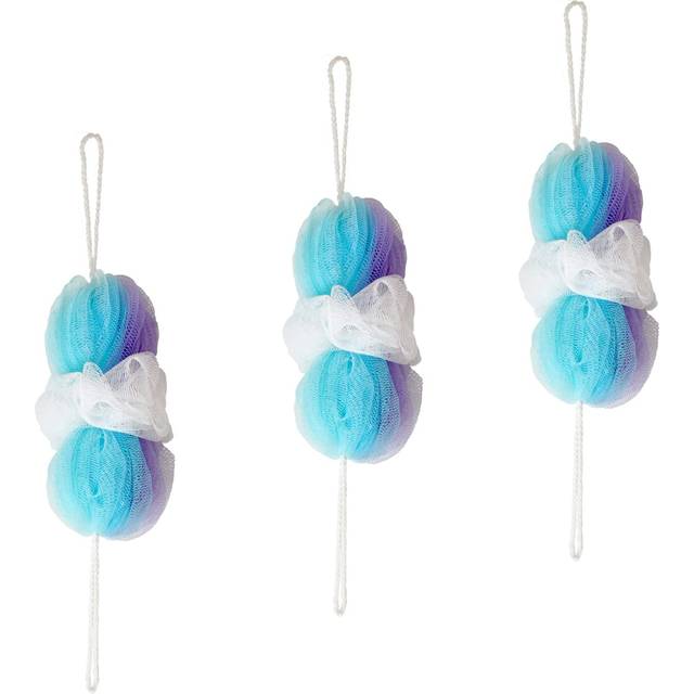 Marna Body Sponge for Back, Mix Blue Stretchable Shower Ball, Soft & Thick Lather Body Wash Towel R449B