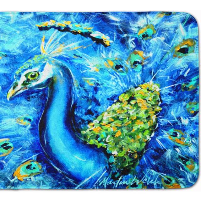 """""""""Caroline's Treasures Peacock Straight Up in Blue Floor Mat  19"""""""""""""""" x 27""""""""""""""""  Multicolor"""""""""