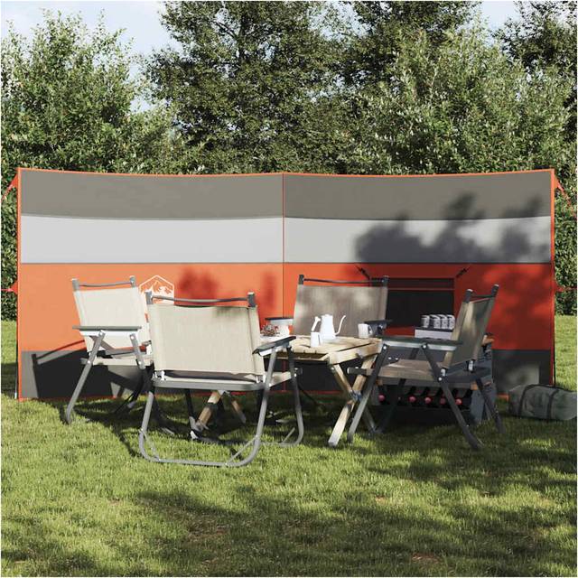 vidaXL Camping Windbreak Grey and Orange 340x130 cm Waterproof