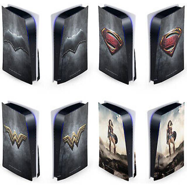 Justice league movie logo and character art skin sony ps5 disc edition console